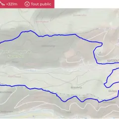 Carte topographique montrant un itinéraire de randonnée de 6,5 km autour de Katzenthal. L'option pour ouvrir fichier gpx est visible.